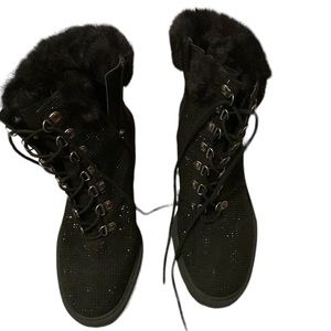 Like new Jessica Simpson black sparkly booties with fur